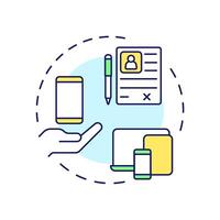 Device enrollment multi color concept icon. Endpoint security, access control. Profile data. Round shape line illustration. Abstract idea. Graphic design. Easy to use in infographic, presentation vector