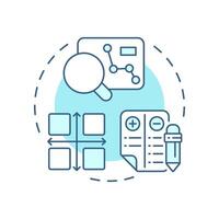 Evaluate product soft blue concept icon. Reverse engineering process. Assessment and analysis concept. Round shape line illustration. Abstract idea. Graphic design. Easy to use in article vector