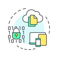 EMM multi color concept icon. Enterprise mobile management. Cloud technology, corporate. Round shape line illustration. Abstract idea. Graphic design. Easy to use in infographic, presentation vector