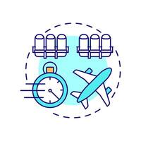 Narrow body aircraft multi color concept icon. Customer service, comfort. Tourism, travelling. Round shape line illustration. Abstract idea. Graphic design. Easy to use in infographic, presentation vector