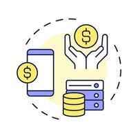 MEM multi color concept icon. Mobile expenses management. Data cost, business. Finance, budget. Round shape line illustration. Abstract idea. Graphic design. Easy to use in infographic, presentation vector