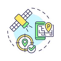 Geofencing multi color concept icon. Satellite tracking, geotargeting. Device management. Round shape line illustration. Abstract idea. Graphic design. Easy to use in infographic, presentation vector