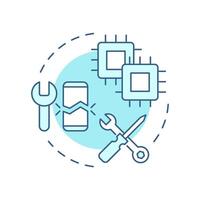 Electronic reverse engineering soft blue concept icon. Electronic components and circuits. Technical repair. Round shape line illustration. Abstract idea. Graphic design. Easy to use in article vector