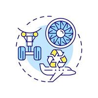 Aircraft reclamation multi color concept icon. Airplane maintenance. Engineering, reuse. Round shape line illustration. Abstract idea. Graphic design. Easy to use in infographic, presentation vector