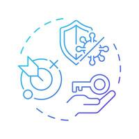 Checkpoint inhibitors blue gradient concept icon. Immunotherapy type. Cancer treatment. Immune system. Round shape line illustration. Abstract idea. Graphic design. Easy to use in article vector