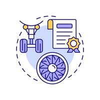 Aircraft parts supply multi color concept icon. Regulatory compliance, certification. Round shape line illustration. Abstract idea. Graphic design. Easy to use in infographic, presentation vector