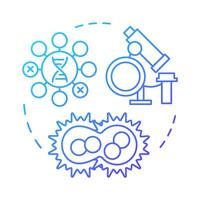 Cell fusion blue gradient concept icon. Cells combination. Hybridoma technology. Immune cells. Generate antibodies. Round shape line illustration. Abstract idea. Graphic design. Easy to use in article vector