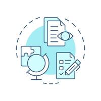 Information gathering soft blue concept icon. Reverse engineering process. Data collection for research. Round shape line illustration. Abstract idea. Graphic design. Easy to use in article vector