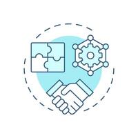 Product compatibility soft blue concept icon. Reverse engineering usage. System interoperability. Round shape line illustration. Abstract idea. Graphic design. Easy to use in article vector