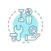 Mechanical reverse engineering soft blue concept icon. Analyzing, replicating, understanding mechanical parts. Round shape line illustration. Abstract idea. Graphic design. Easy to use in article vector