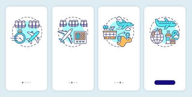 Types of aircrafts onboarding mobile app screen. Walkthrough 4 steps editable graphic instructions with linear concepts. UI, UX, GUI template vector