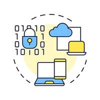 BYOD multi color concept icon. Personal devices usability, corporate. Cloud data, code security. Round shape line illustration. Abstract idea. Graphic design. Easy to use in infographic, presentation vector