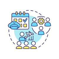 Pilot crew management multi color concept icon. Aircraft personnel, professional. Aviation services. Round shape line illustration. Abstract idea. Graphic design. Easy to use in infographic vector