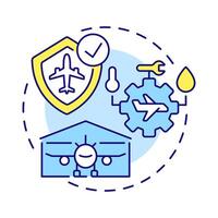 Hangars multi color concept icon. Airline management. Aircraft maintenance, engineering. Round shape line illustration. Abstract idea. Graphic design. Easy to use in infographic, presentation vector