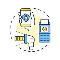 COSU multi color concept icon. Corporate devices, single use. Commerce sales. Technology, system. Round shape line illustration. Abstract idea. Graphic design. Easy to use in infographic vector