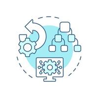 Reverse engineering soft blue concept icon. System deconstruction and technical analysis. Reverse process. Round shape line illustration. Abstract idea. Graphic design. Easy to use in article vector