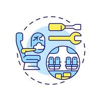 Aircraft interior refurbishment multi color concept icon. Customer comfort, airplane maintenance. Round shape line illustration. Abstract idea. Graphic design. Easy to use in infographic, presentation vector