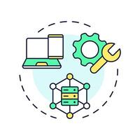 UEM multi color concept icon. Unified endpoint management. Database, computing. Cross platform. Round shape line illustration. Abstract idea. Graphic design. Easy to use in infographic, presentation vector