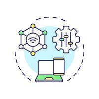 Remote configuration multi color concept icon. Access control, cybersecurity. Network, settings. Round shape line illustration. Abstract idea. Graphic design. Easy to use in infographic, presentation vector