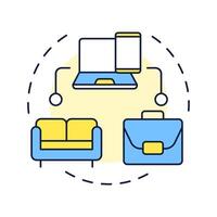 COPE multi color concept icon. Corporate devices, personal use. Usability, technology. Round shape line illustration. Abstract idea. Graphic design. Easy to use in infographic, presentation vector