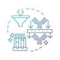 Antibody purification blue gradient concept icon. Isolating and refining antibodies from mixture. Round shape line illustration. Abstract idea. Graphic design. Easy to use in article vector