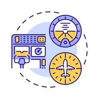 Avionics multi color concept icon. Navigation system, technology. Aviation electronics. Round shape line illustration. Abstract idea. Graphic design. Easy to use in infographic, presentation vector
