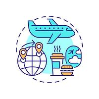 Long-haul aircraft multi color concept icon. Inflight food, customer comfort. Transportation, travelling. Round shape line illustration. Abstract idea. Graphic design. Easy to use in infographic vector