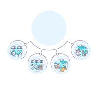 Airplane types circular diagram infographic. Aircrafts, industry. Engineering, aviation. Data visualization with 4 options. Hierarchy chart round vector