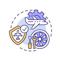 Aircraft maintenance multi color concept icon. Safety regulation, reliability. Engineering, technology. Round shape line illustration. Abstract idea. Graphic design. Easy to use in infographic vector
