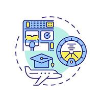 Flight lesson multi color concept icon. Pilot training, aviation. Avionics, education. Round shape line illustration. Abstract idea. Graphic design. Easy to use in infographic, presentation vector