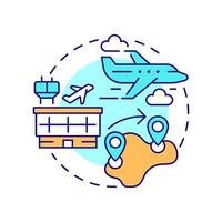 Regional aircraft multi color concept icon. Aviation services, Travelling business, commerce. Round shape line illustration. Abstract idea. Graphic design. Easy to use in infographic, presentation vector