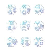 Antibody development blue gradient concept icons. Biotechnology and immunology. Laboratory research. Precision medicine. Icon pack. Round shape illustrations. Abstract idea vector
