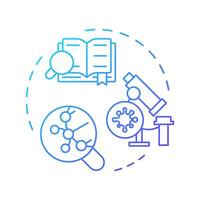 Antibody hit discovery blue gradient concept icon. Antibody research stage. Drug development. Biotechnology. Round shape line illustration. Abstract idea. Graphic design. Easy to use in article vector
