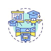 Flight simulators multi color concept icon. Pilot training, piloting. Aviation skills. Round shape line illustration. Abstract idea. Graphic design. Easy to use in infographic, presentation vector