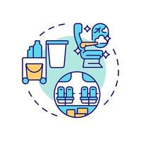 Cabin appearance services multi color concept icon. Trash cleaning, hygiene. Aircraft maintenance. Round shape line illustration. Abstract idea. Graphic design. Easy to use in infographic vector