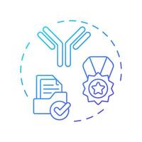 Antibody candidate selection blue gradient concept icon. Antibody discovery stage. Evaluation and choosing. Round shape line illustration. Abstract idea. Graphic design. Easy to use in article vector