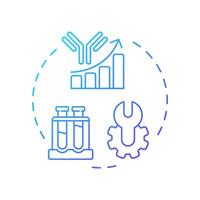 Lead antibody optimization blue gradient concept icon. Antibody discovery stage. Laboratory equipment. Round shape line illustration. Abstract idea. Graphic design. Easy to use in article vector