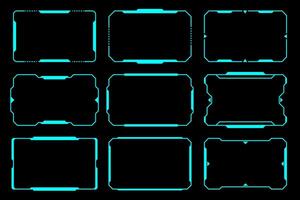 Futuristic frame set HUD technology cyberpunk design element. Technology element. vector