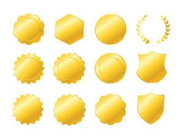 Gold badges of different geometric shapes vector