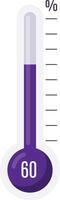 Purple thermometer showing sixty percent, measuring temperature, weather icon, suitable for various applications related to temperature, measurement, and weather information vector