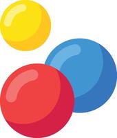 Three glossy spheres are floating, showcasing the primary colors of the rgb color model, red, green, and blue, used in digital displays and image creation vector