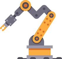 Robotic arm performing an industrial task, showcasing automation and advanced technology in a modern factory setting, with its precise movements and complex mechanisms vector