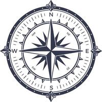Vintage compass rose with fleur de lis symbols indicating north, south, east, and west, symbolizing navigation, exploration, and the pursuit of direction vector