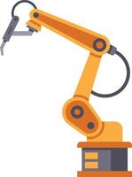 Robotic arm picking and placing items in a factory symbolizes innovation in automated production vector