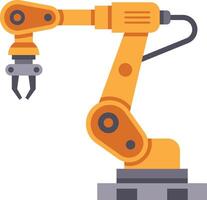 Industrial robotic arm lifting an object, automating production processes in a modern manufacturing factory, enhancing efficiency and precision vector