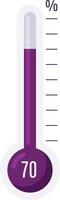 Vibrant purple thermometer displaying 70 percent, symbolizing progress and success in various fields like business, education, and health vector