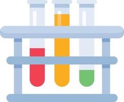 Colorful test tubes holding chemical liquids inside a laboratory rack are representing a scientific experiment, analysis, or research activity vector