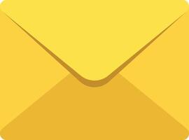 Closed yellow envelope suggesting communication, either electronic or traditional, waiting to be opened and revealing its content vector