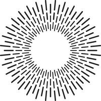 Numerous black lines emanate from a central point, forming a dynamic sunburst or starburst pattern against a white background, evoking a sense of energy and radiance vector