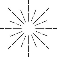 Minimalist design featuring a simple circle with dashed radial lines emanating outwards. Creating a vintage or retro starburst or sunburst effect. Ideal for backgrounds. Logos. Or decorative elements vector